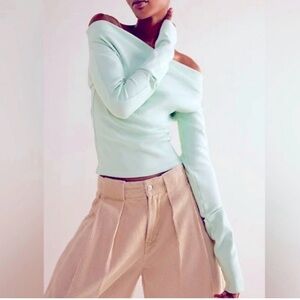 Free people mint blue long sleeve  Gigi top